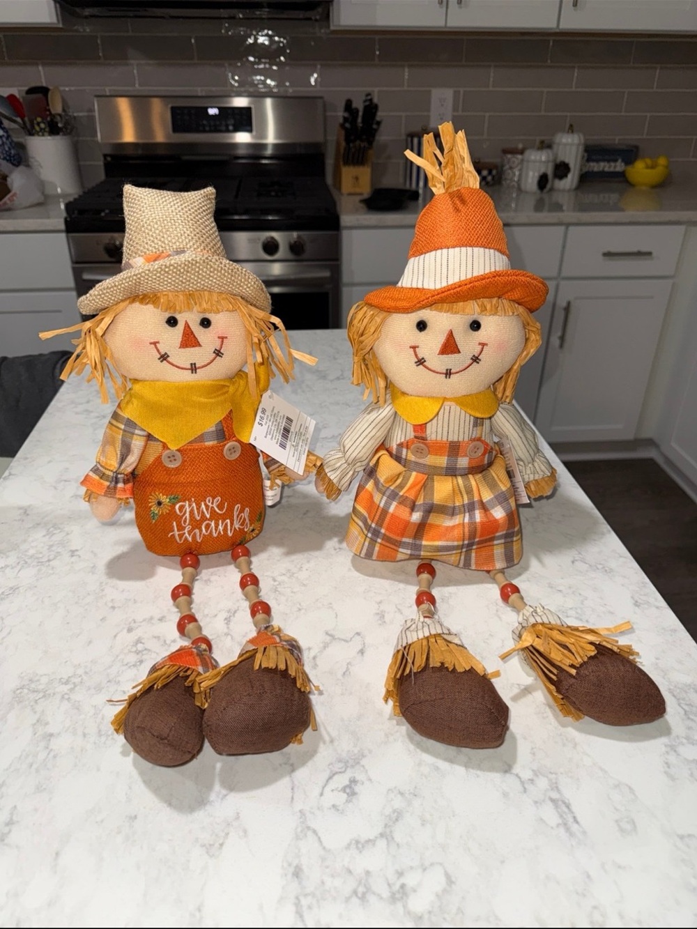 Set of 2 Scarecrow Sitters Thanksgiving Decor